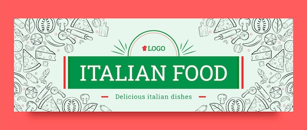 Free Vector hand drawn italian restaurant twitter header