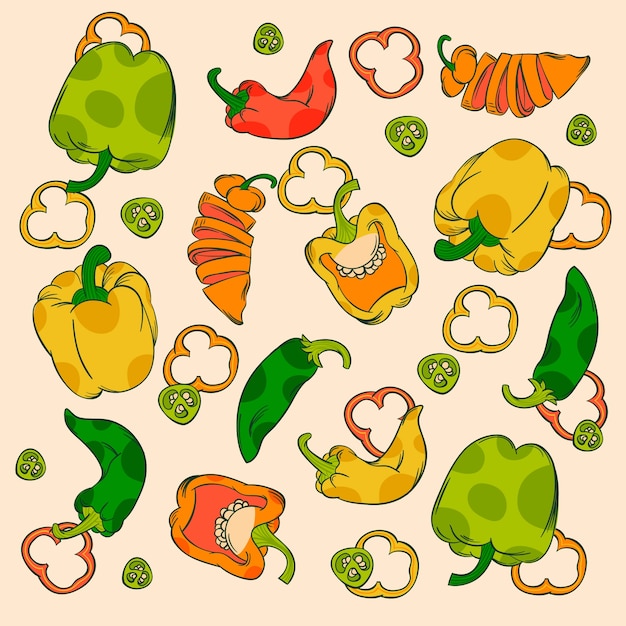 Hand drawn jalapeno food drawing element