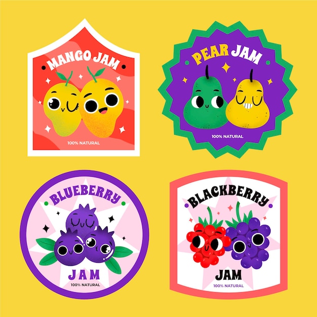 Free Vector hand drawn jam labels set