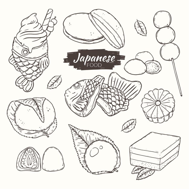 Hand drawn japan food illustration