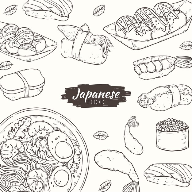 Hand drawn japan food illustration