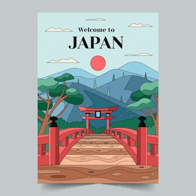 Free Vector hand drawn japan poster template