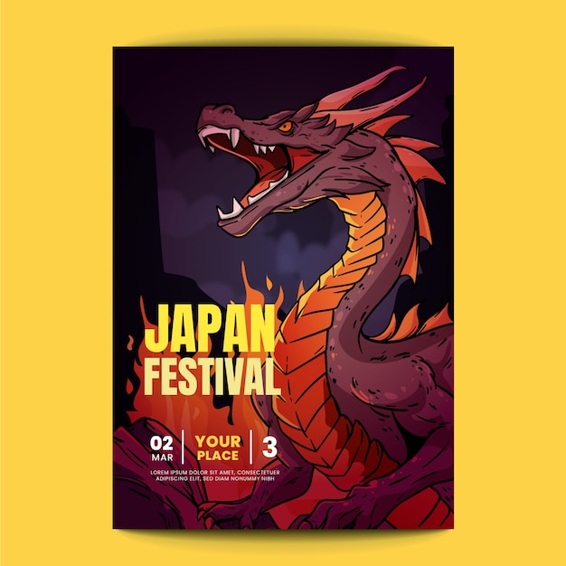 Free Vector hand drawn japanese dragon poster design