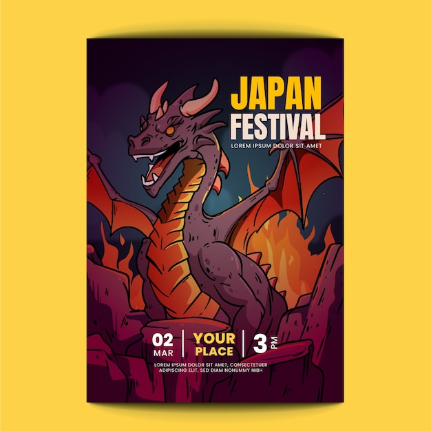 Free Vector hand drawn japanese dragon poster design