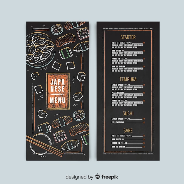 Hand drawn japanese menu template