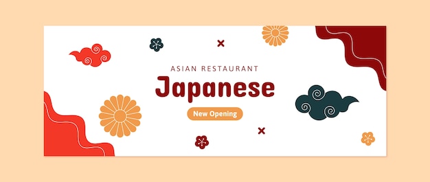 Hand drawn japanese restaurant facebook cover