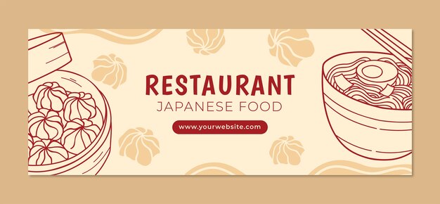 Hand drawn japanese restaurant facebook cover