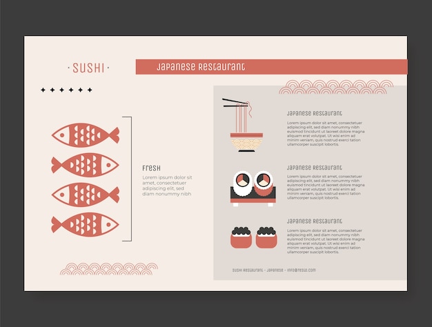 Hand drawn japanese restaurant infographic template