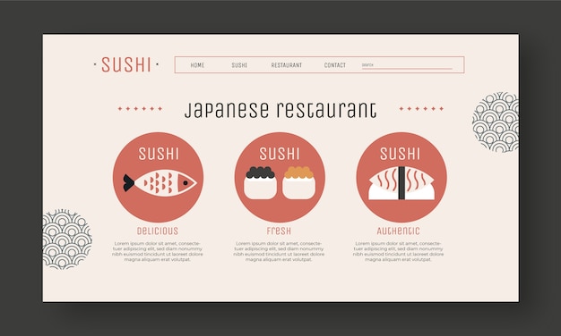 Free Vector hand drawn japanese restaurant web template