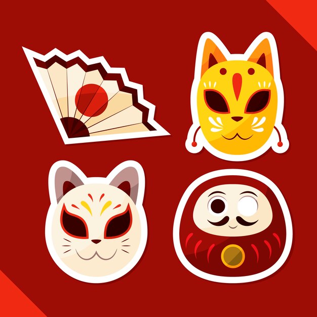 Hand drawn japanese stickers