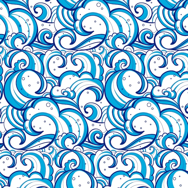 Hand drawn japanese wave pattern