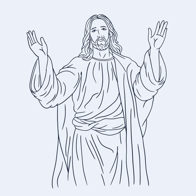 Hand drawn jesus drawing illustration