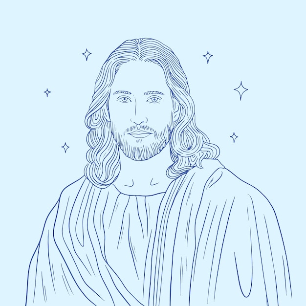 Free Vector hand drawn jesus drawing illustration