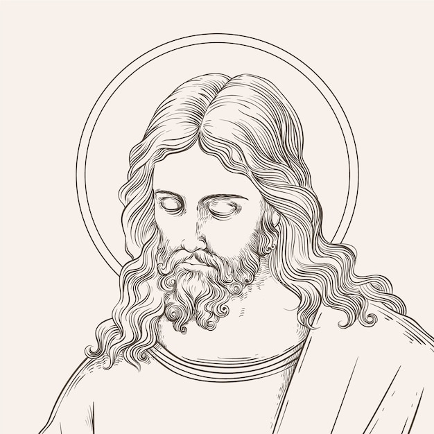 Hand drawn jesus drawing illustration