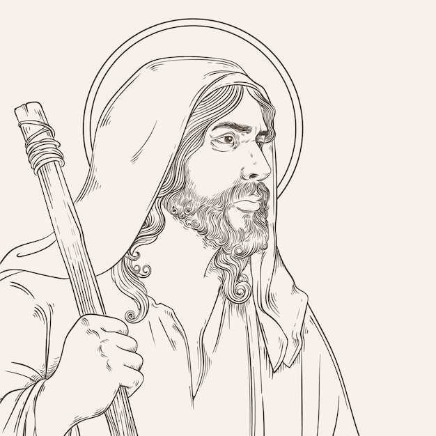 Free Vector hand drawn jesus drawing illustration