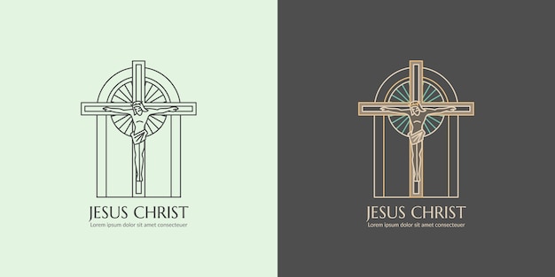 Free Vector hand drawn  jesus logo design