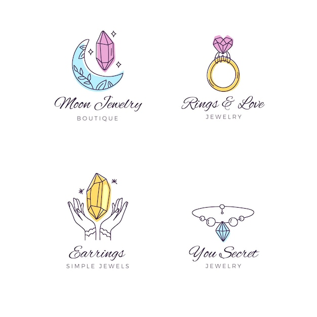 Free vector hand drawn jewelry logo collection