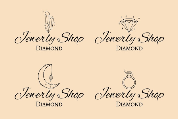 Free vector hand drawn jewelry logo collection