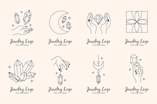 Hand drawn jewelry logo pack