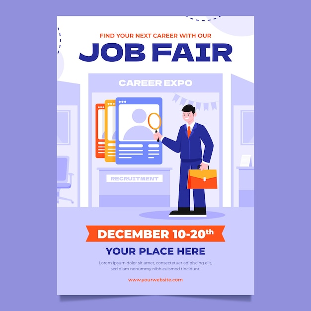 Free Vector hand drawn job fair poster template