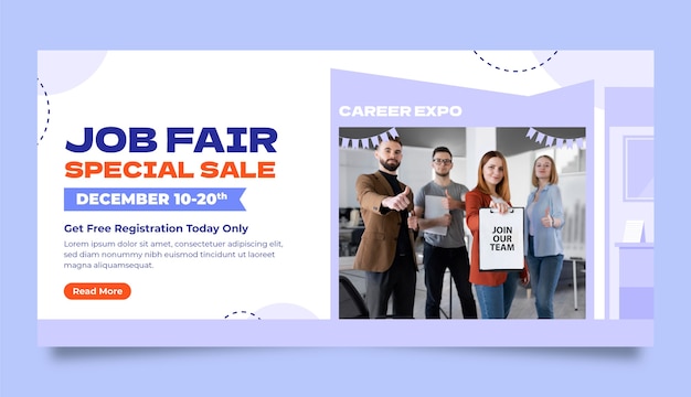 Free Vector hand drawn job fair   sale banner