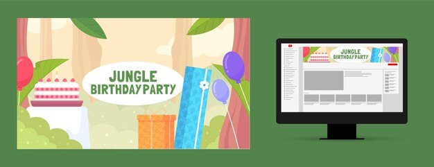 Hand drawn jungle birthday party youtube channel art