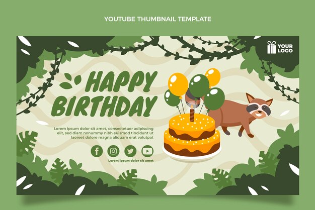 Hand drawn jungle birthday party youtube thumbnail