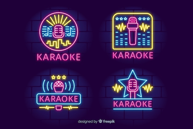 Hand drawn karaoke neon light collection