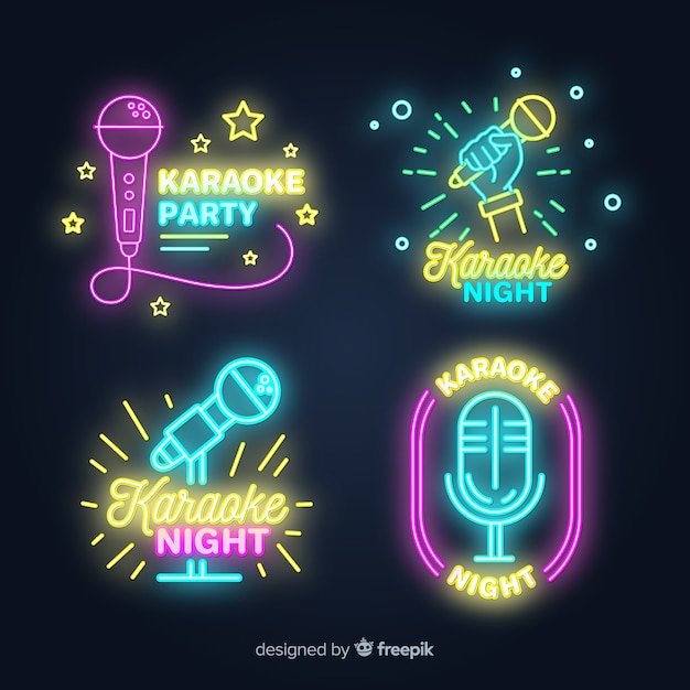 Hand drawn karaoke neon light collection