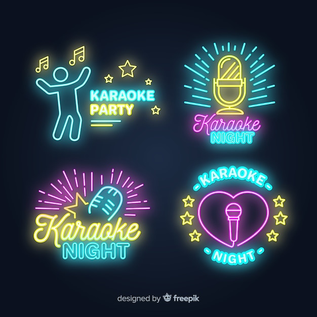 Hand drawn karaoke neon light collection