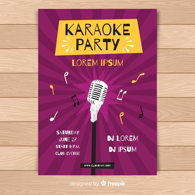 Free Vector hand drawn karaoke poster template