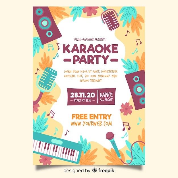 Hand drawn karaoke poster template