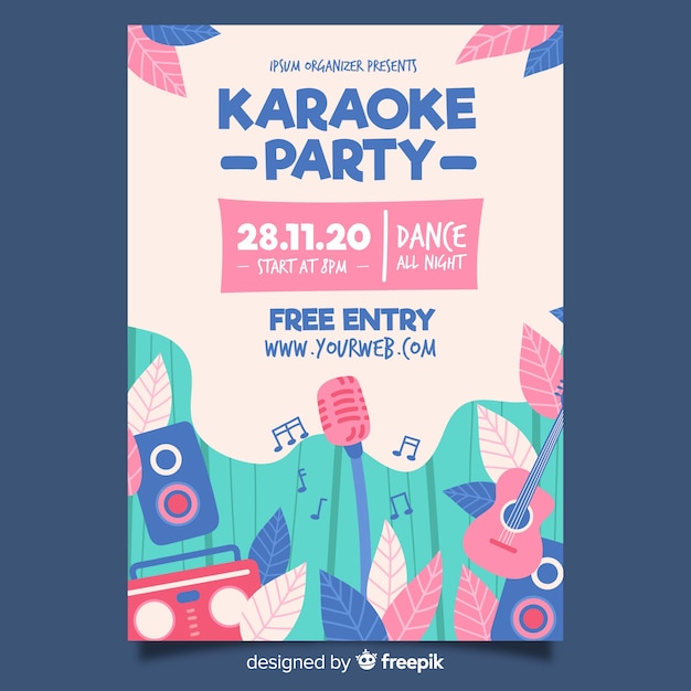 Hand drawn karaoke poster template