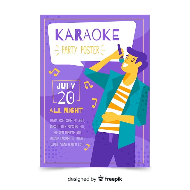 Hand drawn karaoke poster template