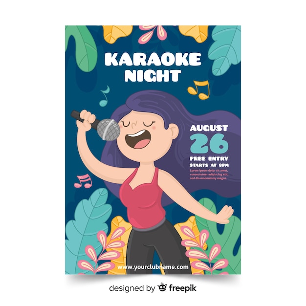 Hand drawn karaoke poster template