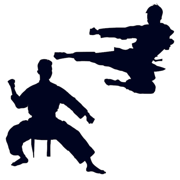 Free vector hand drawn karate silhouette illustration