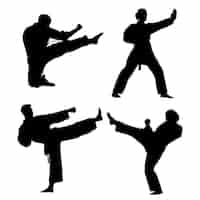 Free vector hand drawn karate silhouette set