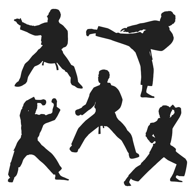 Free vector hand drawn karate  silhouette