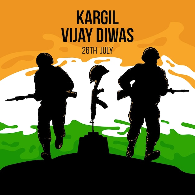 Free Vector hand drawn kargil vijay diwas illustration