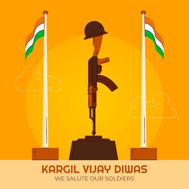 Hand drawn kargil vijay diwas illustration