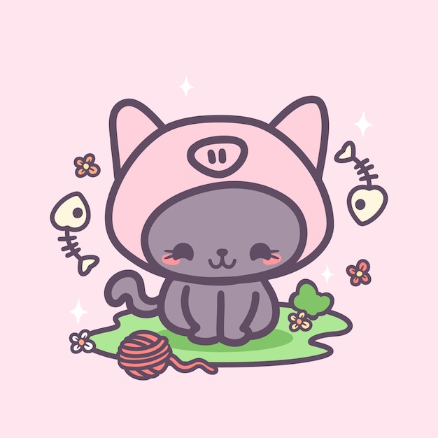 Hand drawn kawaii animal illustrations