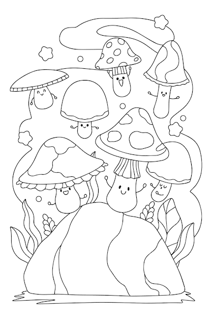 Free Vector hand drawn kawaii coloring book illustration