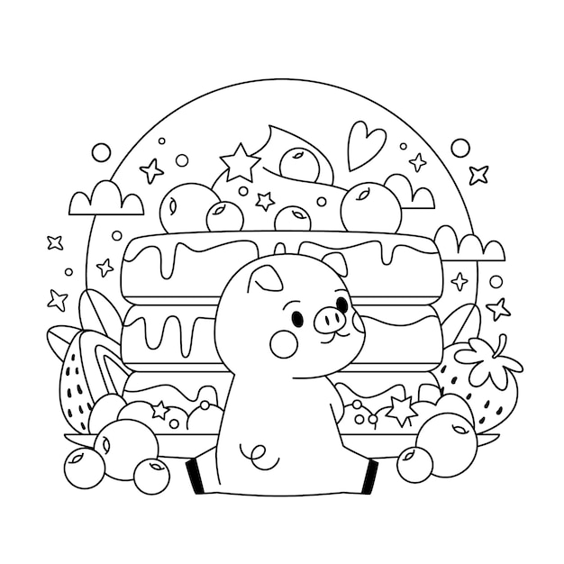 Free vector hand drawn kawaii coloring book illustration