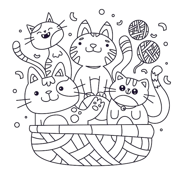 Free vector hand drawn kawaii coloring book illustration