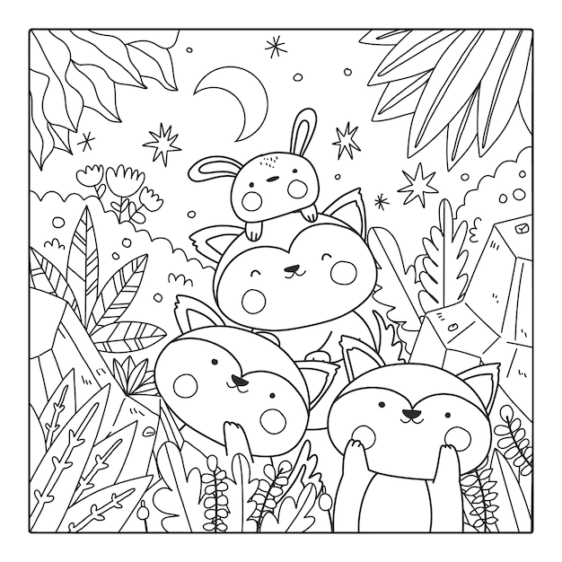 Free vector hand drawn kawaii coloring book illustration