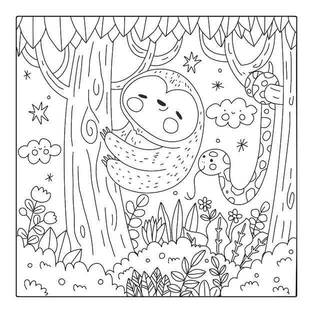 Free Vector hand drawn kawaii coloring book illustration