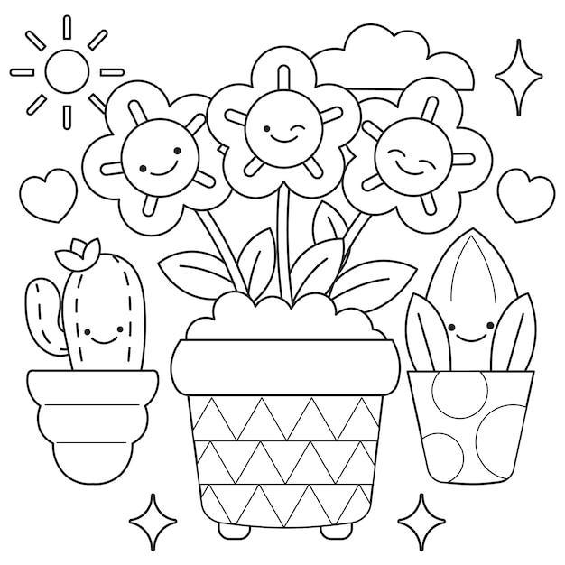 Free Vector hand drawn kawaii coloring book illustration