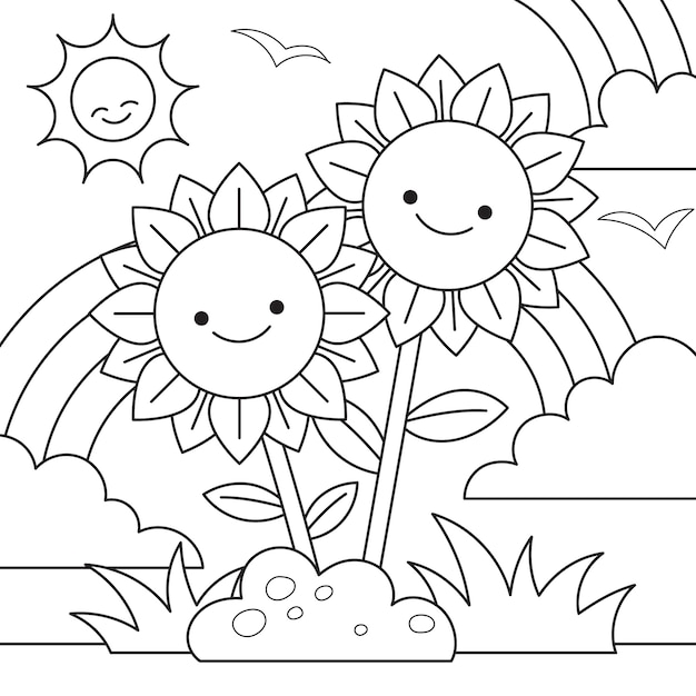 Free Vector hand drawn kawaii coloring book illustration