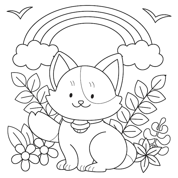 Free Vector hand drawn kawaii coloring book illustration