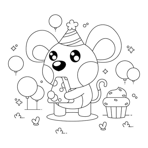 Free vector hand drawn kawaii coloring book illustration